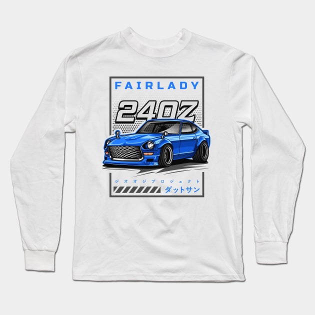 Vintage Car Fairlady 240Z (Blue) Long Sleeve T-Shirt by Jiooji Project